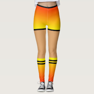 Legging Coroa Amarela Laranja Meias  Faixa Preta 
