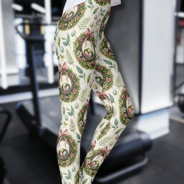 Legging Coroa de Páscoa de buxo com Laço Rosa e Ovo