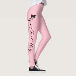 Legging Coroa Personalizada Bege Rosa