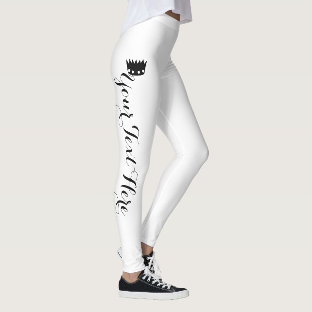 Legging Coroa Personalizada Branco Preto (Direita)