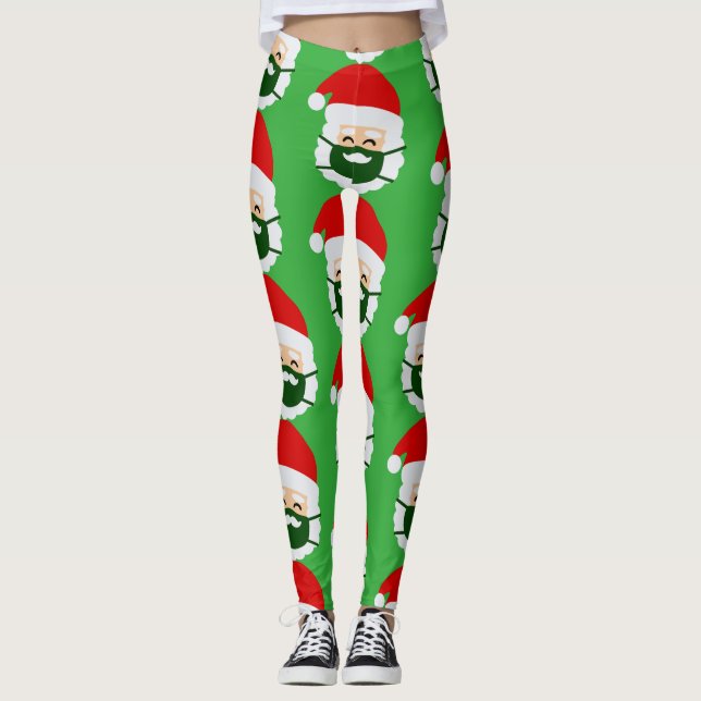 Legging coronavírus face mask papais noeis natal (Frente)