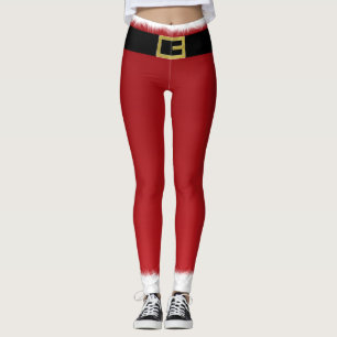 Legging Correia vermelha de Papai Noel & Natal branco do