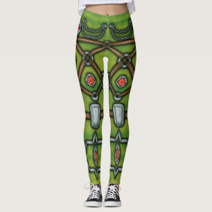 Legging Corrente e rubis de prata, verde e caneleiras de