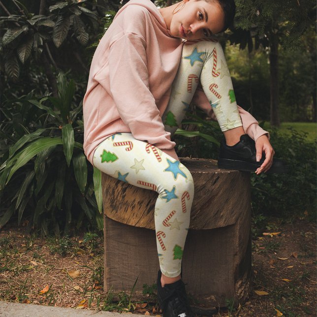 Legging Corte Simples de Biscoitos Espanhosos de Natal (Christmas holiday cute Christmas cookies print leggings)