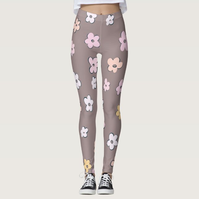Legging Cortesia Retro Daisie Padrão #5 #florery #decor #a (Frente)