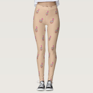 Legging Coruja com Balão Rosa sobre Bege