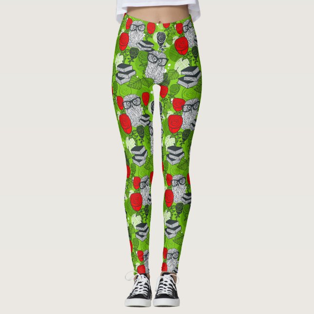 Legging Coruja nas rosas vermelhas (Frente)