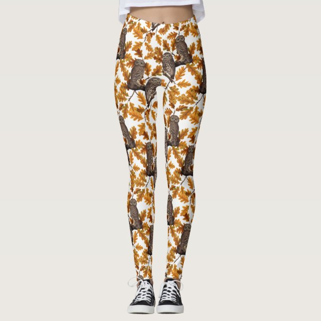 Legging Corujas de outono com algodão branco (Frente)