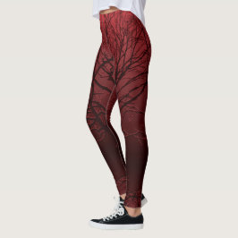 Legging Corvo na árvore no vermelho