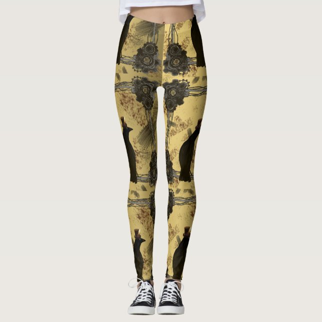 Legging Corvos legal de Steampunk e caneleiras das (Frente)