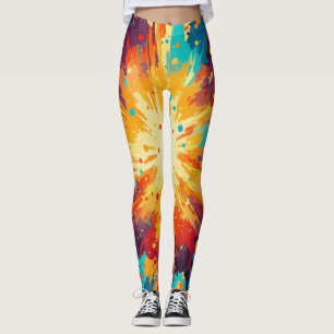 Legging Cosmic Burst Abstract Splatter Art