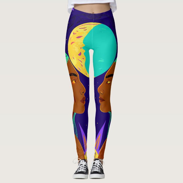 Legging Cosmic Duality: Sun, Moon, and Sisterhood (Frente)