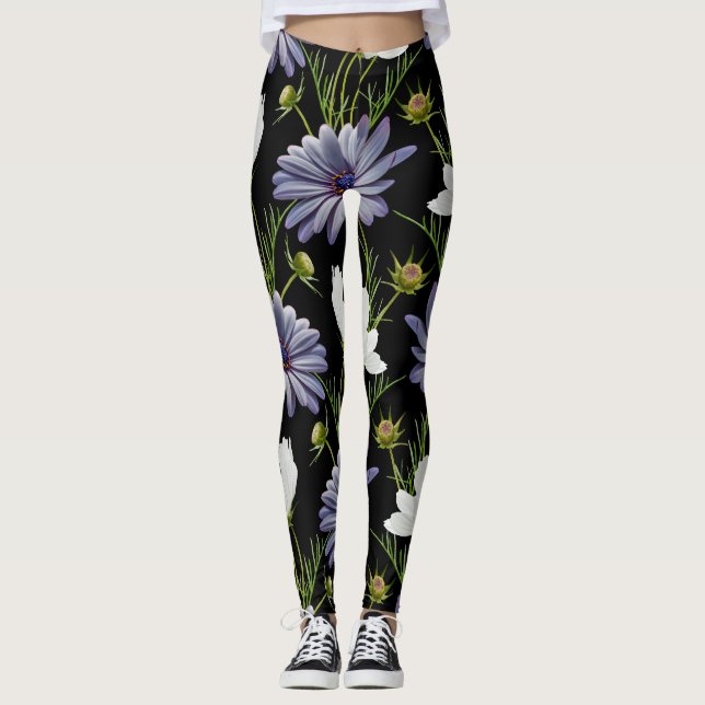 Legging Cosmos Daisy Floral Collage Sem Sede (Frente)