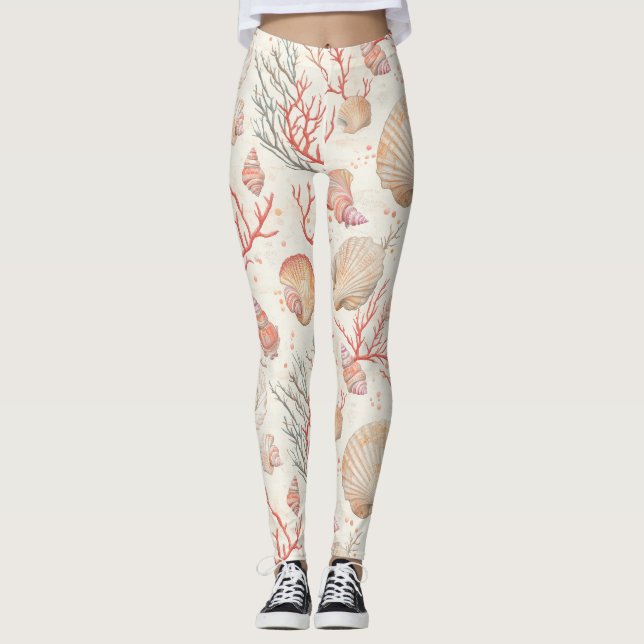 Legging Costeira russa - Conchas, Starfish, Recife (16) (Frente)