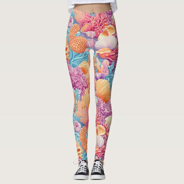 Legging Costeira russa - Conchas, Starfish, Recife (20) (Frente)