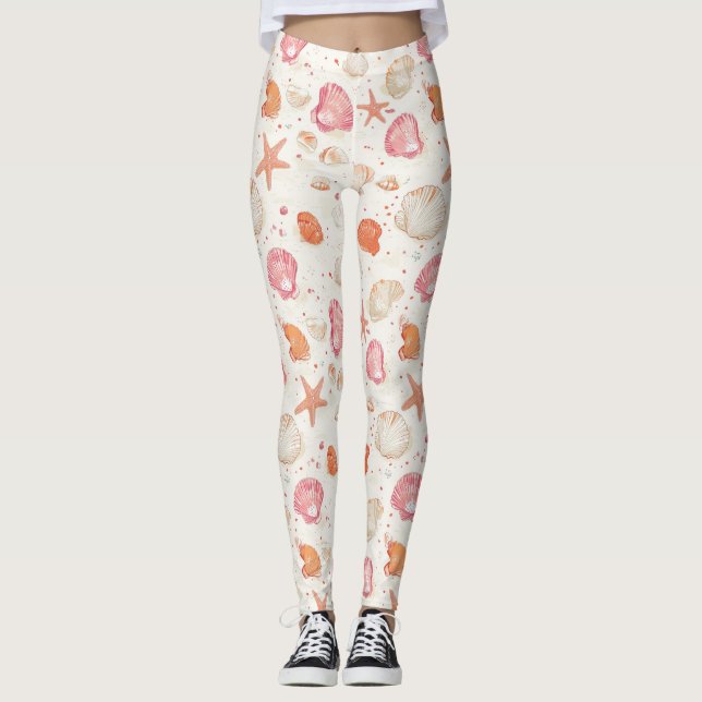 Legging Costeira russa - Conchas, Starfish, Recife (28) (Frente)