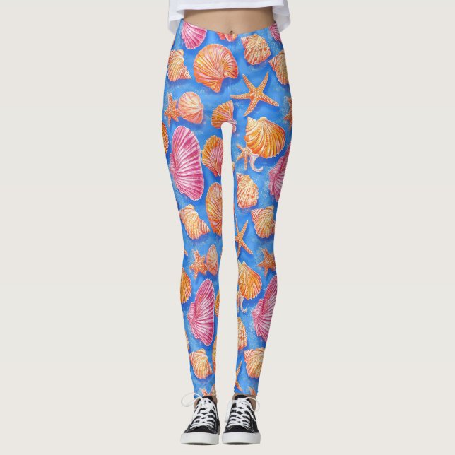 Legging Costeira russa - Conchas, Starfish, Recife (30) (Frente)