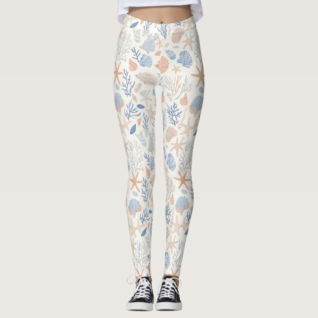 Legging Costeira russa - Conchas, Starfish, Recife (34) (Frente)