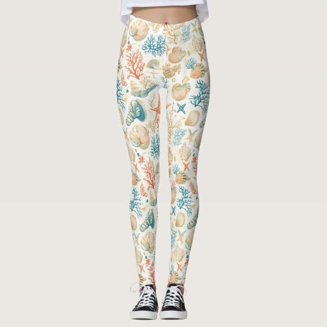 Legging Costeiro Russo - Capas de focas, Starfish, Recife  (Frente)