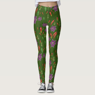 Legging Costume botânico das plantas das pimentas de