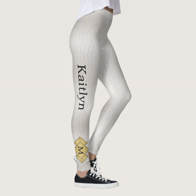 Legging Couro Branco Clássico Personalizado Faux (Direita)