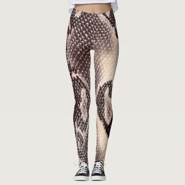 Legging Couro-cobra: textura castanha sem costura (Frente)