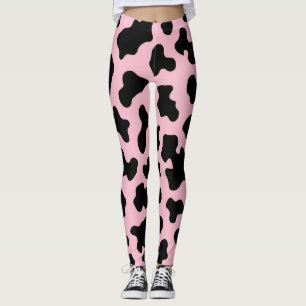 Legging Couro Cow Print Preto & Rosa