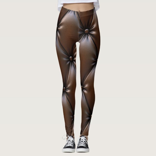 Legging Couro de Chocolate: Textura de Upholsteria Luxuosa (Frente)