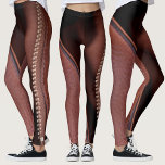 Legging Couro Marrom Sensual, Faux, Não Zipped<br><div class="desc">Estas leggings são uma reviravolta divertida em couros falsos,  inspirada por um couro marrom rico e um zíper de latão sem zíper,  com suas linhas sensuais correndo por ele e pistas de uma sacola. Esta imagem é uma fotografia original de JLW_PHOTOGRAPHY.</div>