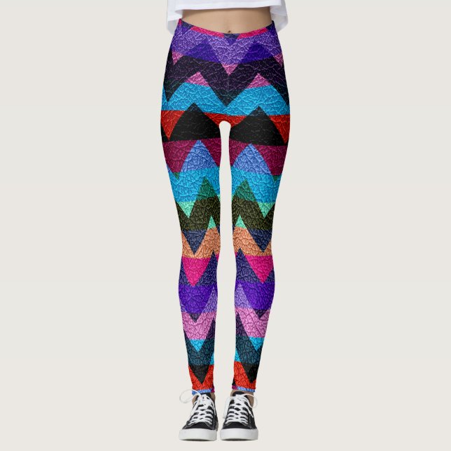 Legging Couro Moderno Chevron Colorido #10 (Frente)