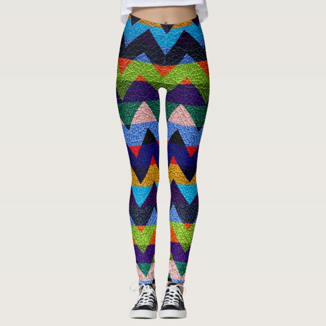 Legging Couro Moderno Chevron Colorido #5 (Frente)