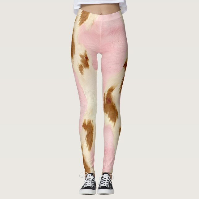 Legging Cowgirl Pink Cream Brown Cowhide  (Frente)