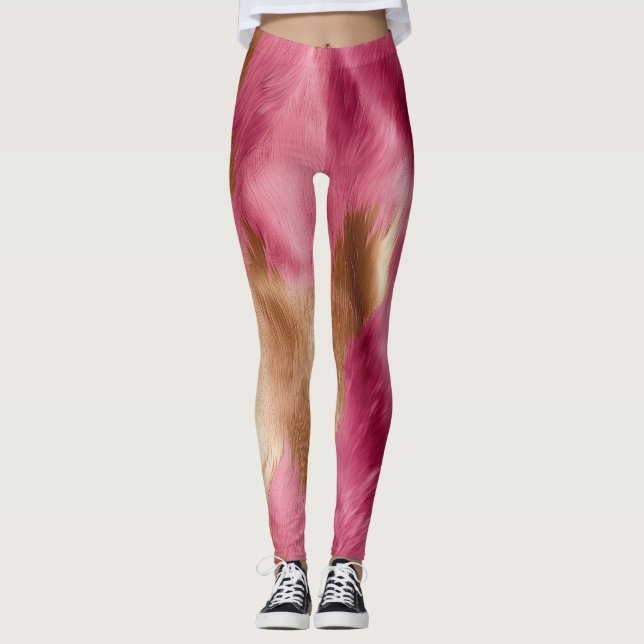 Legging Cowhide Dourada-rosa ocidental (Frente)