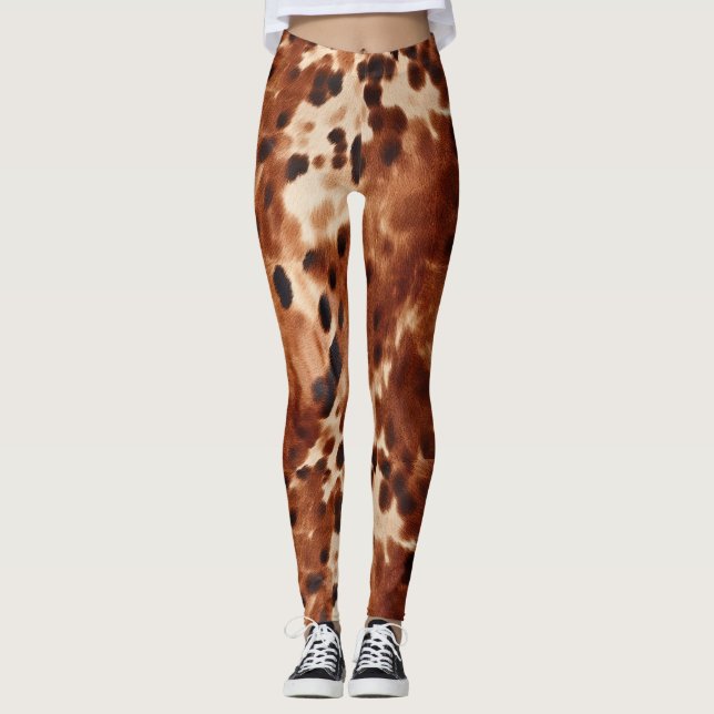 Legging Cowhide Preto-Castanho Ocidental (Frente)