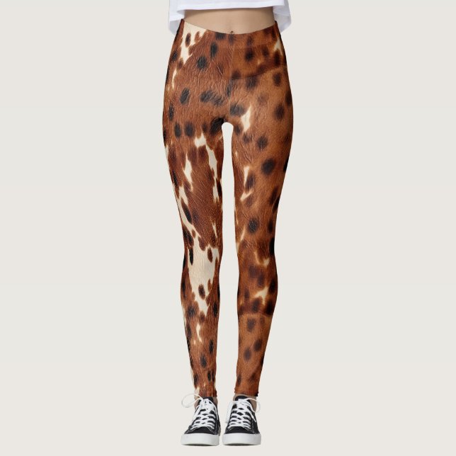 Legging Cowhide Preto-Castanho Ocidental (Frente)