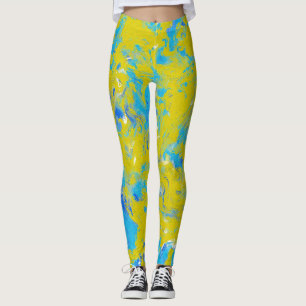 Legging Coxas amarelas, azuis e brancas
