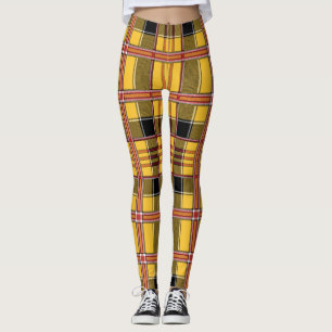 Legging coxas amarelas de xadrez