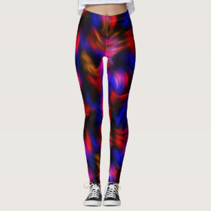 Legging Coxas vermelhas e Abstrato azuis