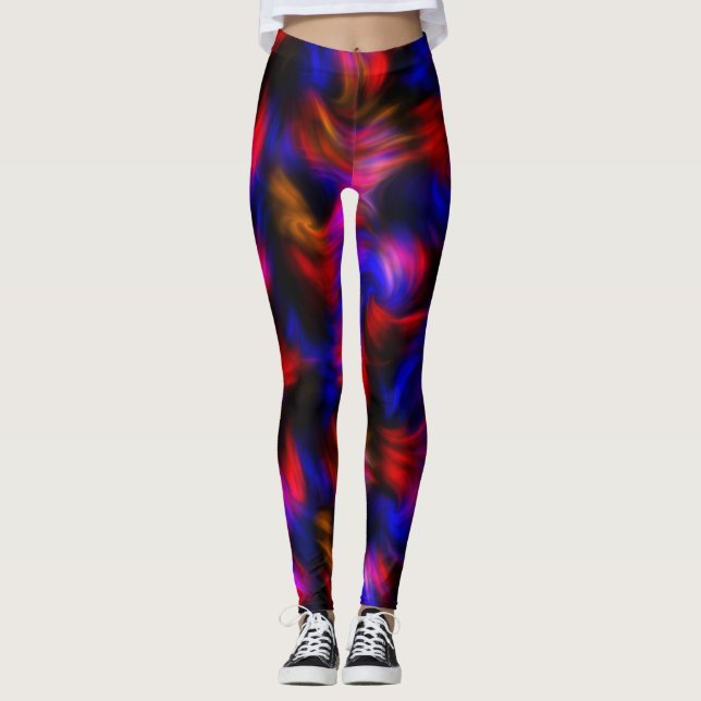 Legging Coxas vermelhas e Abstrato azuis (Frente)