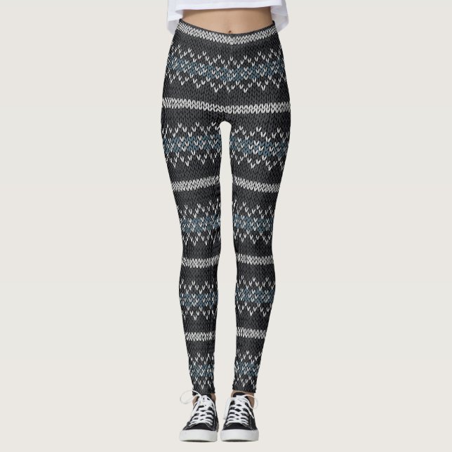 Legging Cozy Knitted Pattern Black and Gray  (Frente)
