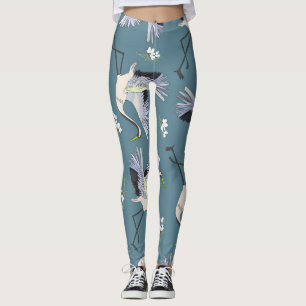 Legging Crane Pattern, Ilustração Pássaro Voador.