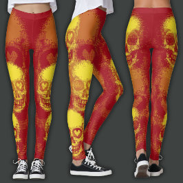 Legging Crânio Afiado | Amarelo e Vermelho Vibrante