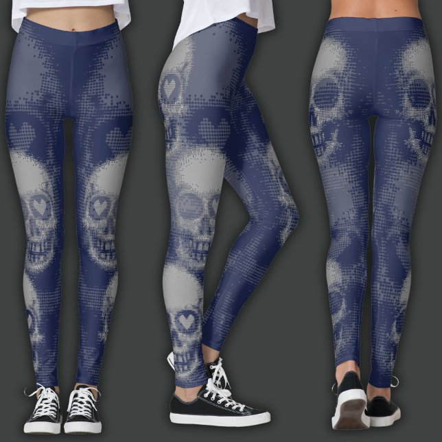 Legging Crânio Afiado | Cinza e Azul Escuro (Criador carregado)