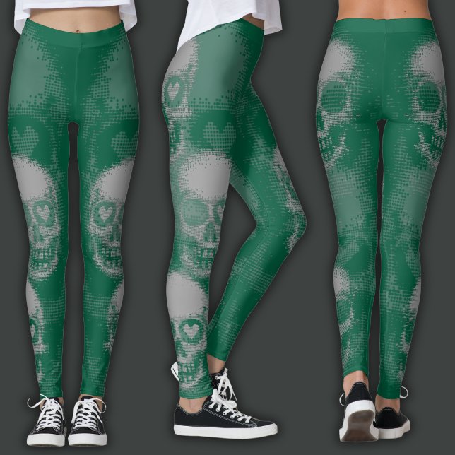 Legging Crânio Afiado | Cinza & Verde (Criador carregado)