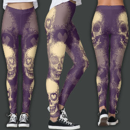 Legging Crânio Afiado | Poeira Branca e Magenta Escuro