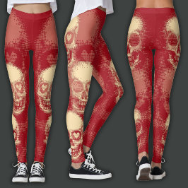 Legging Crânio Afiado | Poeira Branca e Vermelho Vibrante