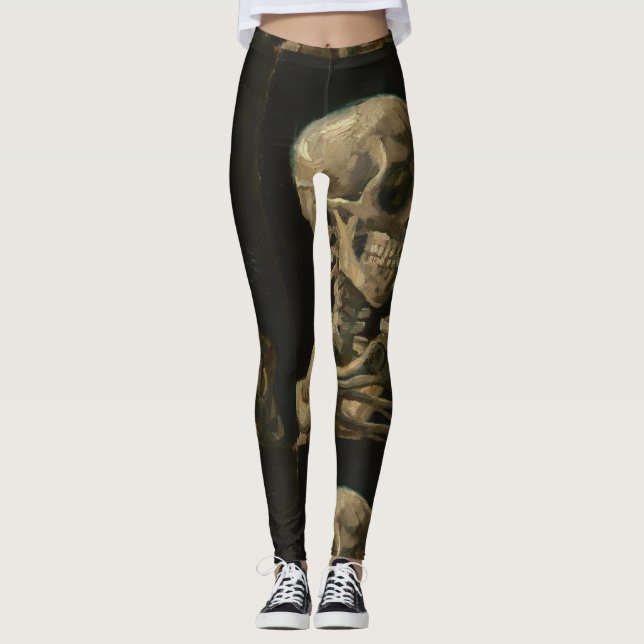 Legging Crânio com o cigarro ardente por Van Gogh (Frente)