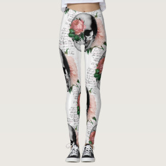Legging Crânio com pernas de rosa