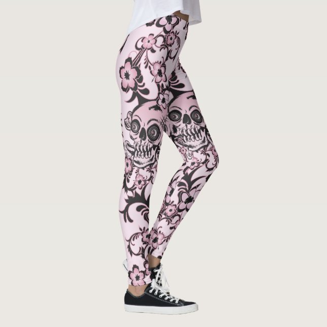 Legging Crânio cor-de-rosa do tatuagem (Direita)