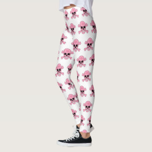 Legging Crânio da camuflagem e caneleiras cor-de-rosa dos